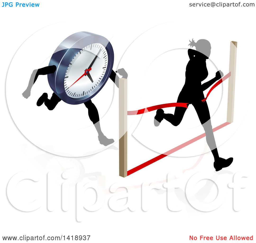 Silhouette of a sprinter at finish line Royalty Free Vector