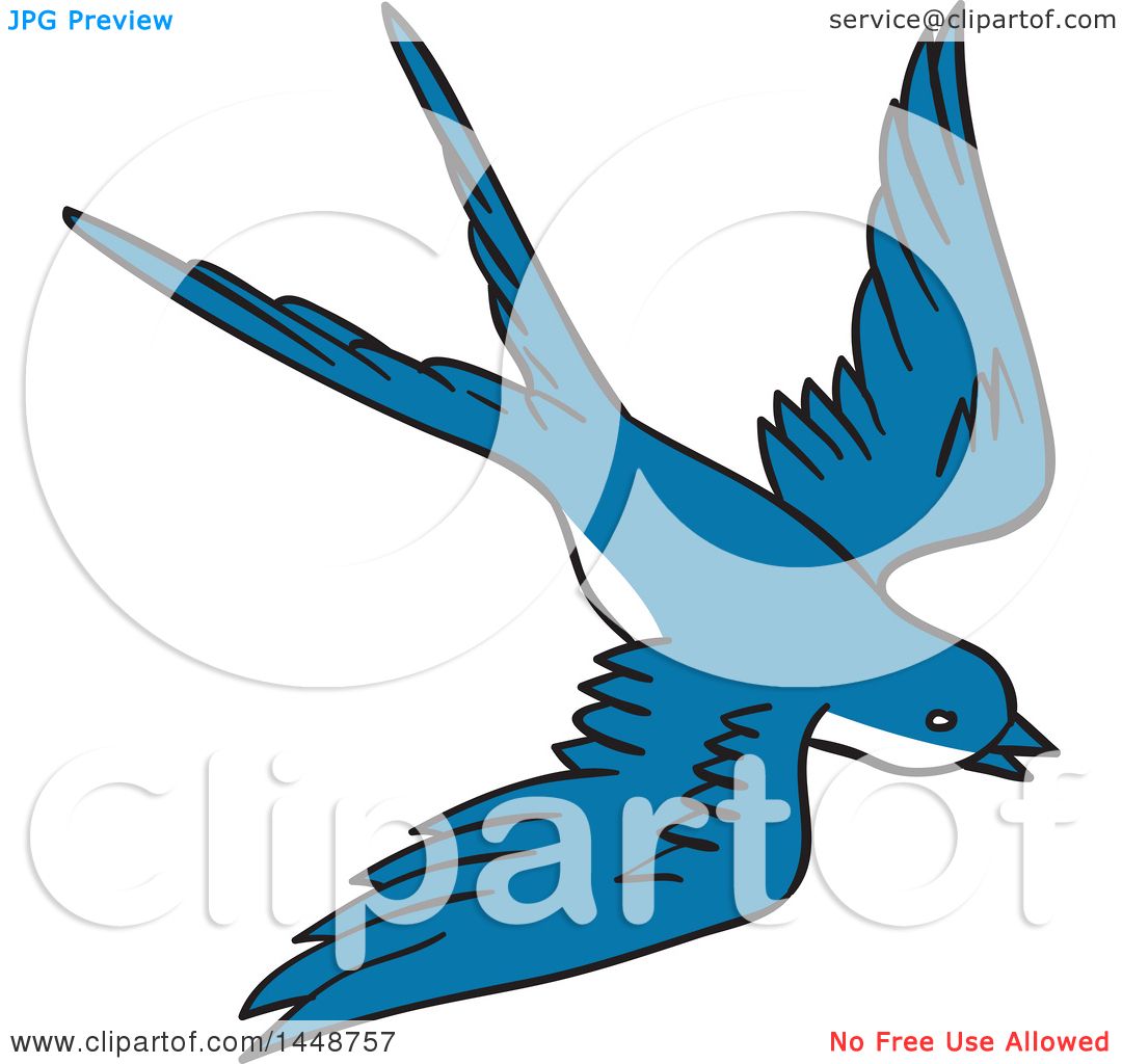 flying blue bird clip art