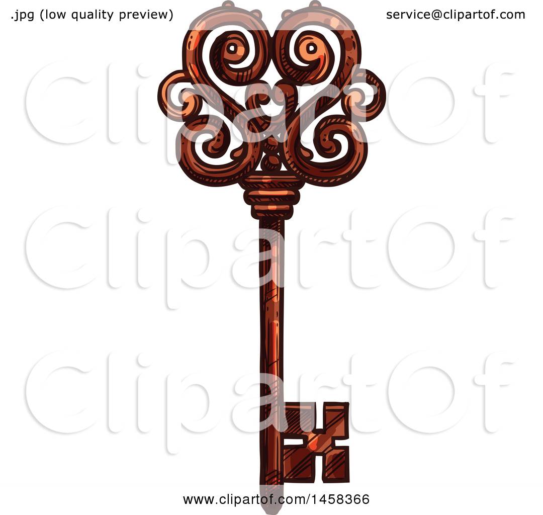 Download Clipart of a Sketched Skeleton Key - Royalty Free Vector ...