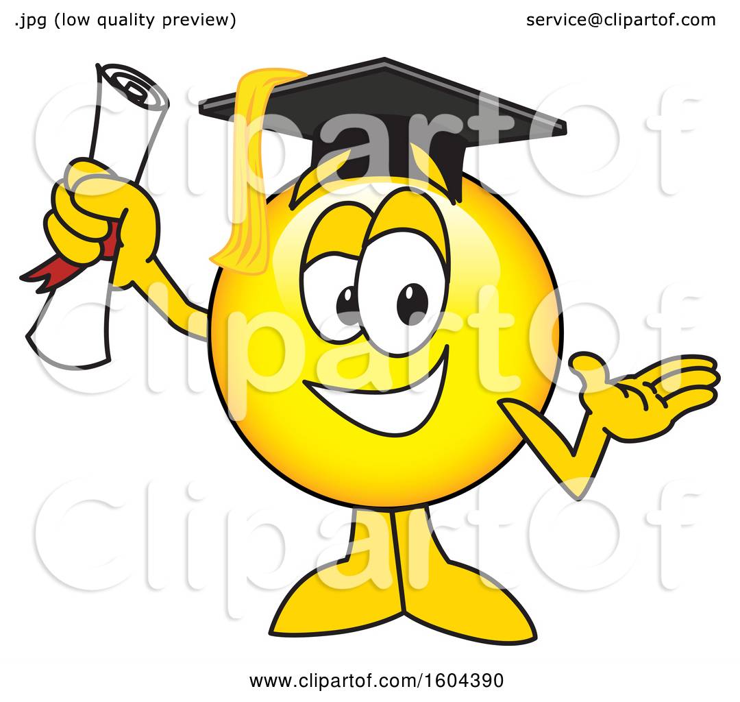 Clipart of a Smiley Emoji School Mascot Character Graduate - Royalty ...