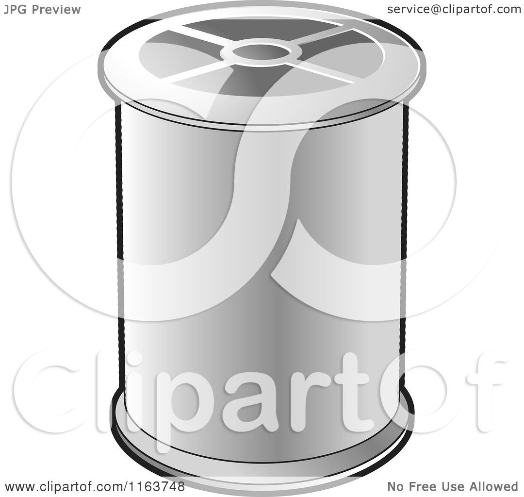 Clipart of a Spool of Silver Sewing Thread - Royalty Free Vector ...