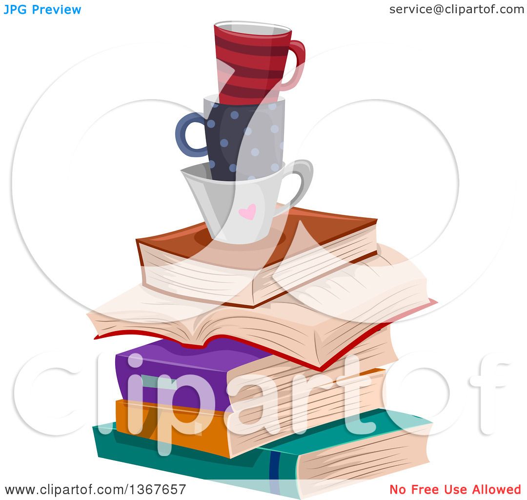 Download Clipart of a Stack of Books and Coffee Cups - Royalty Free ...