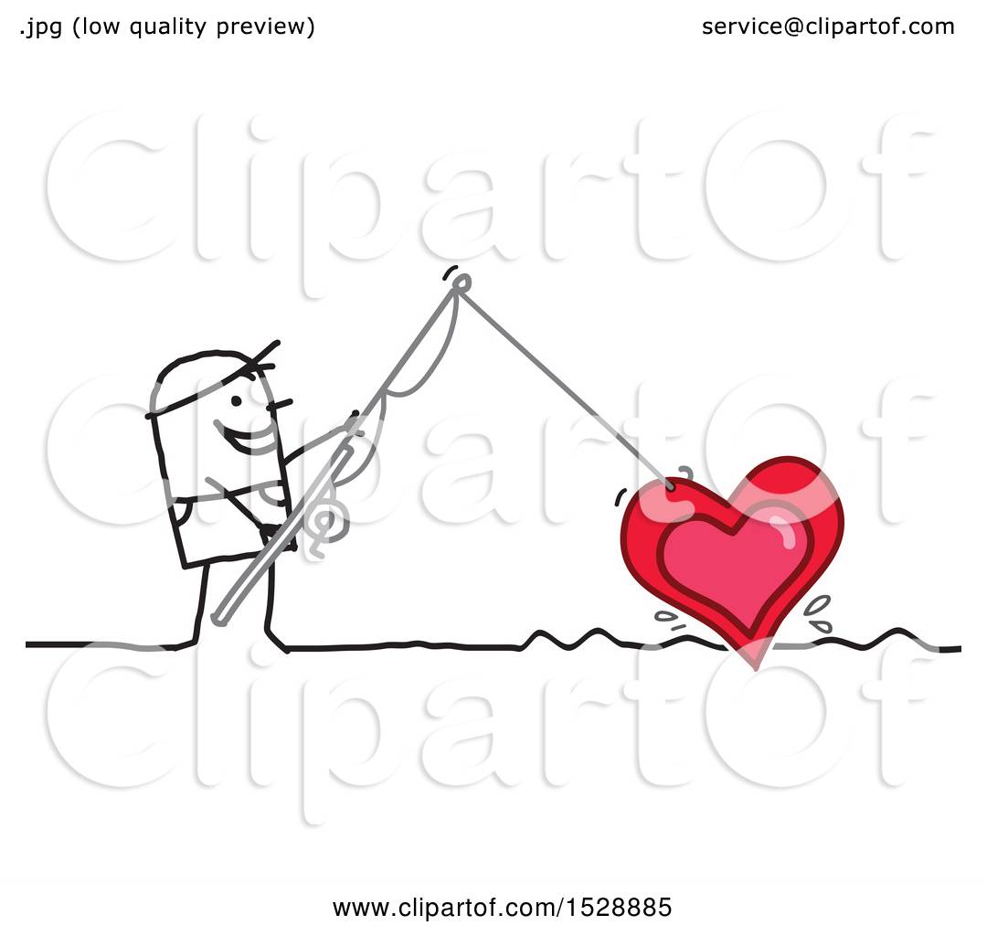 Download Clipart of a Stick Man Using a Fishing Pole to Reel in a ...