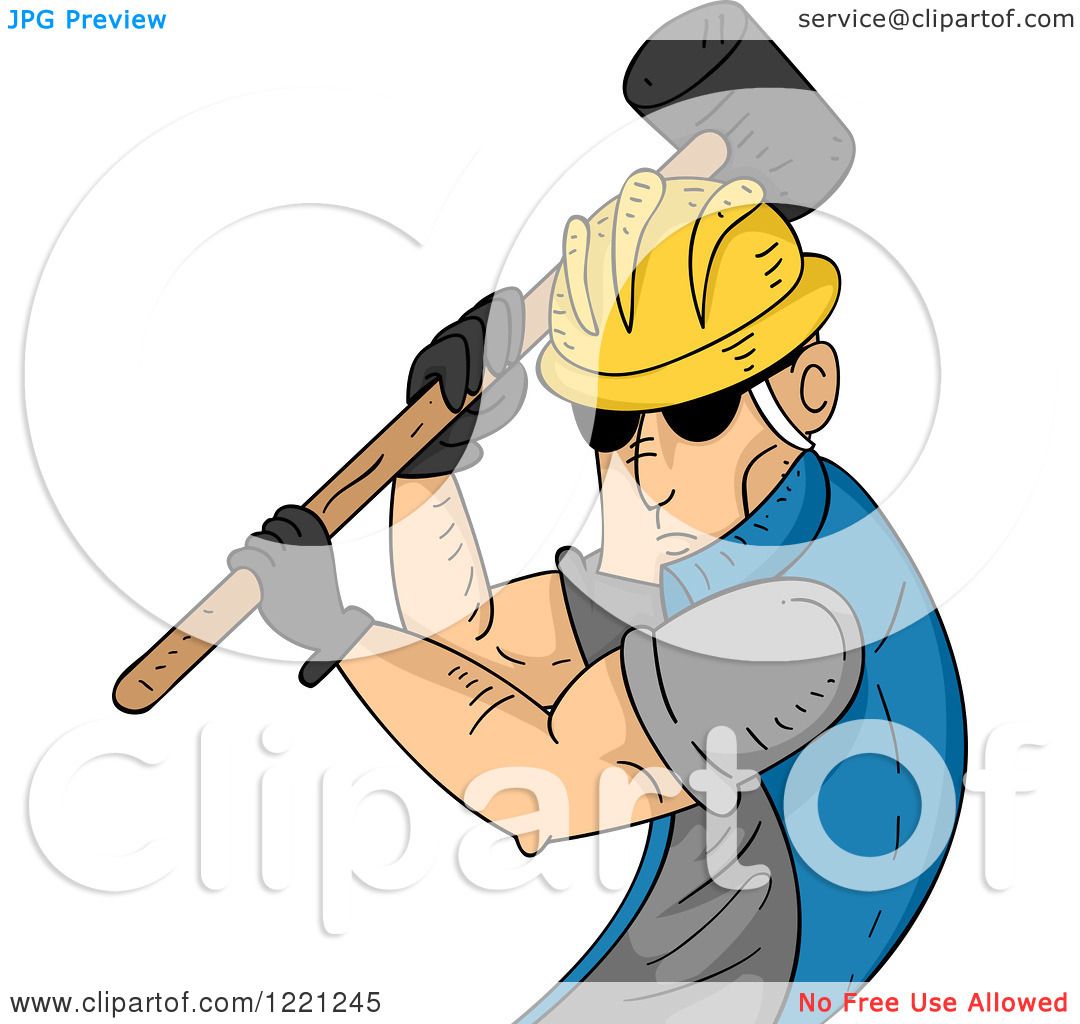 strong construction worker cartoon