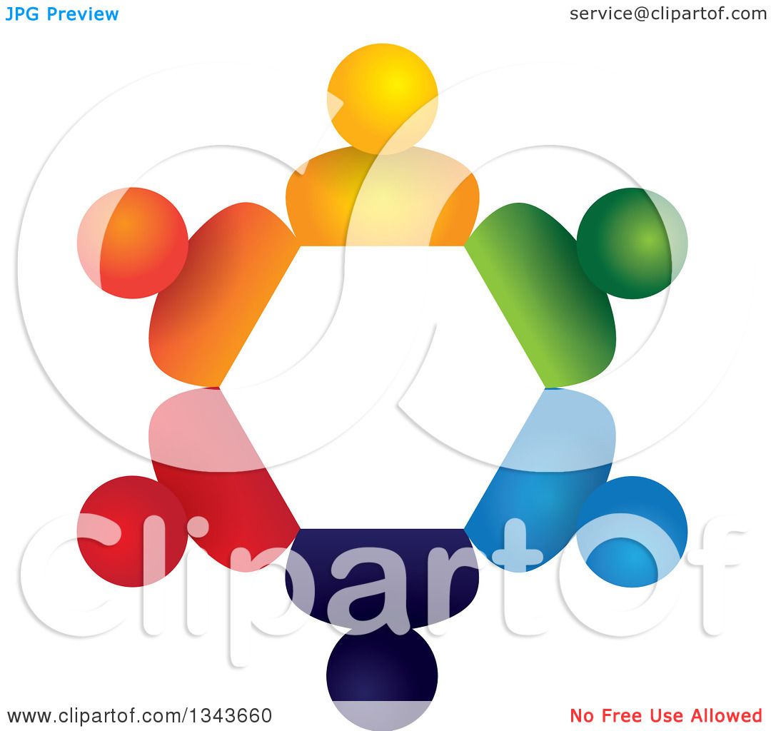 Clipart Of A Teamwork Unity Circle Of Colorful People 64 Royalty Free