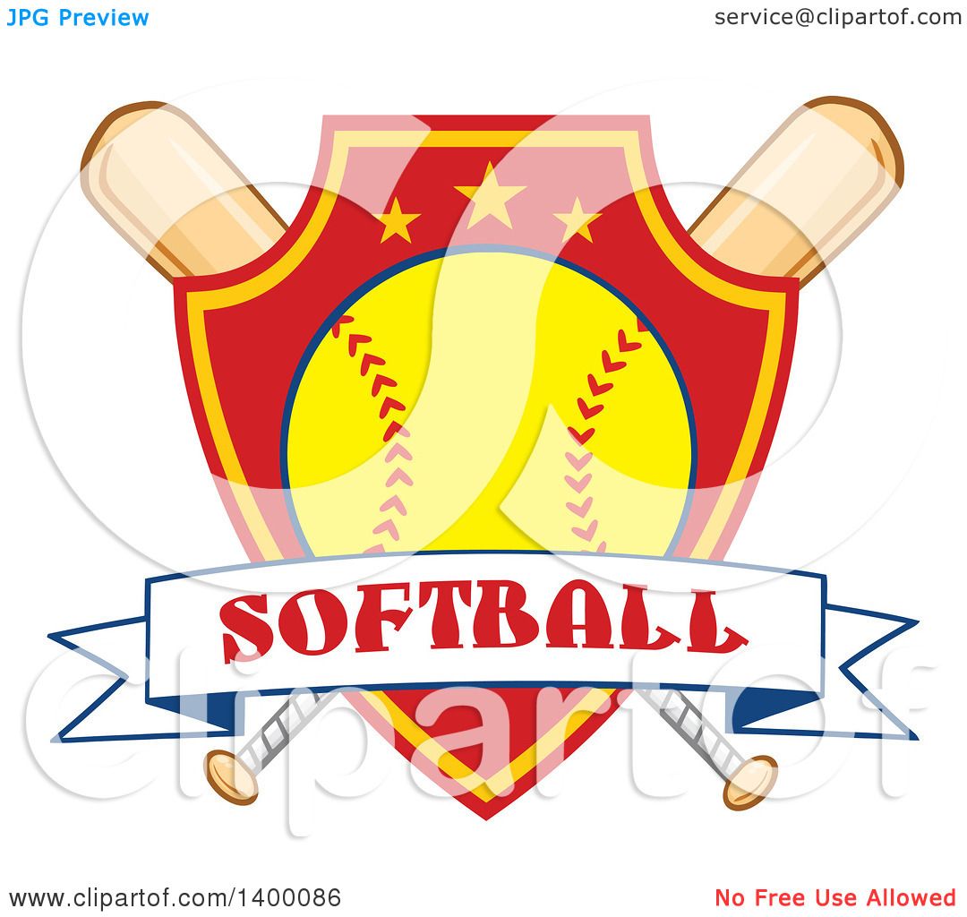 Download Clipart of a Text Ribbon Banner over a Softball in a ...