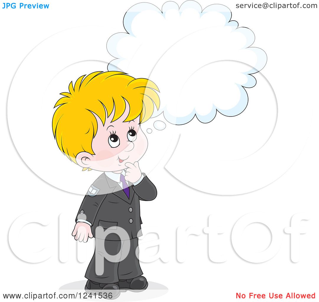 Clipart of a Thinking Blond Caucasian School Boy 2 - Royalty Free Vector  Illustration by Alex Bannykh #1241536