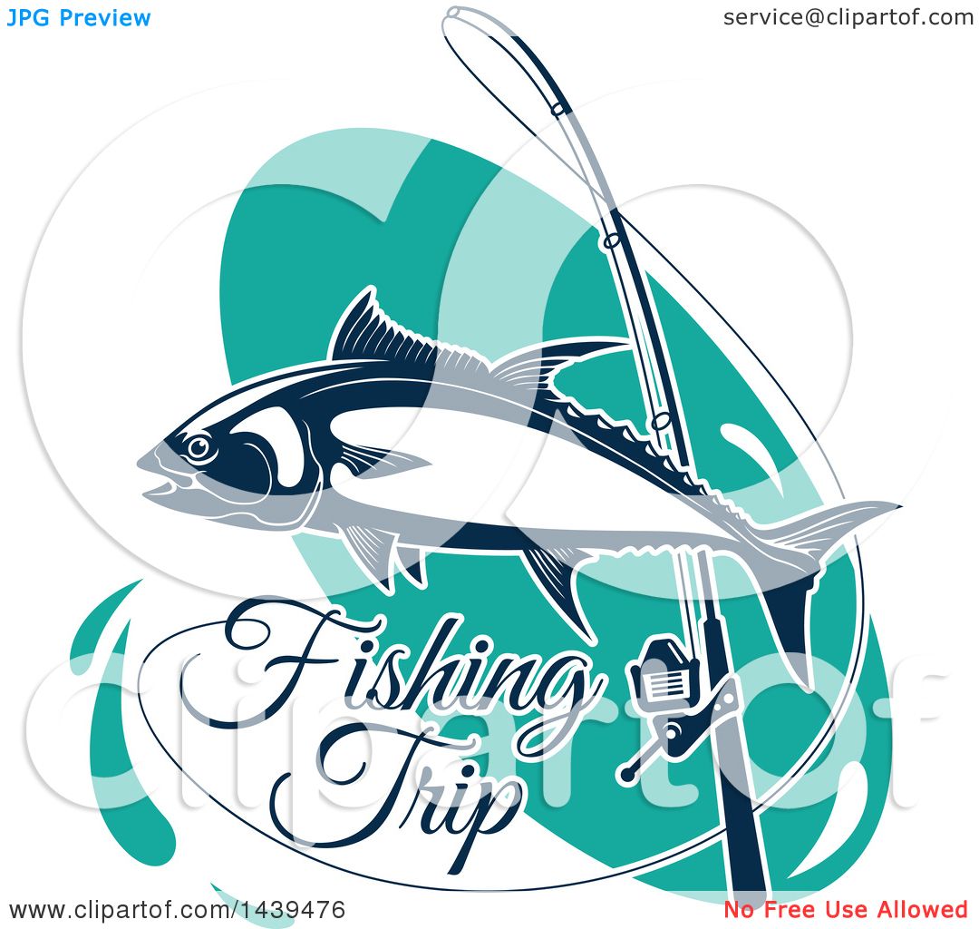 Download Clipart of a Tuna Fish with a Pole and Fishing Trip Text - Royalty Free Vector Illustration by ...