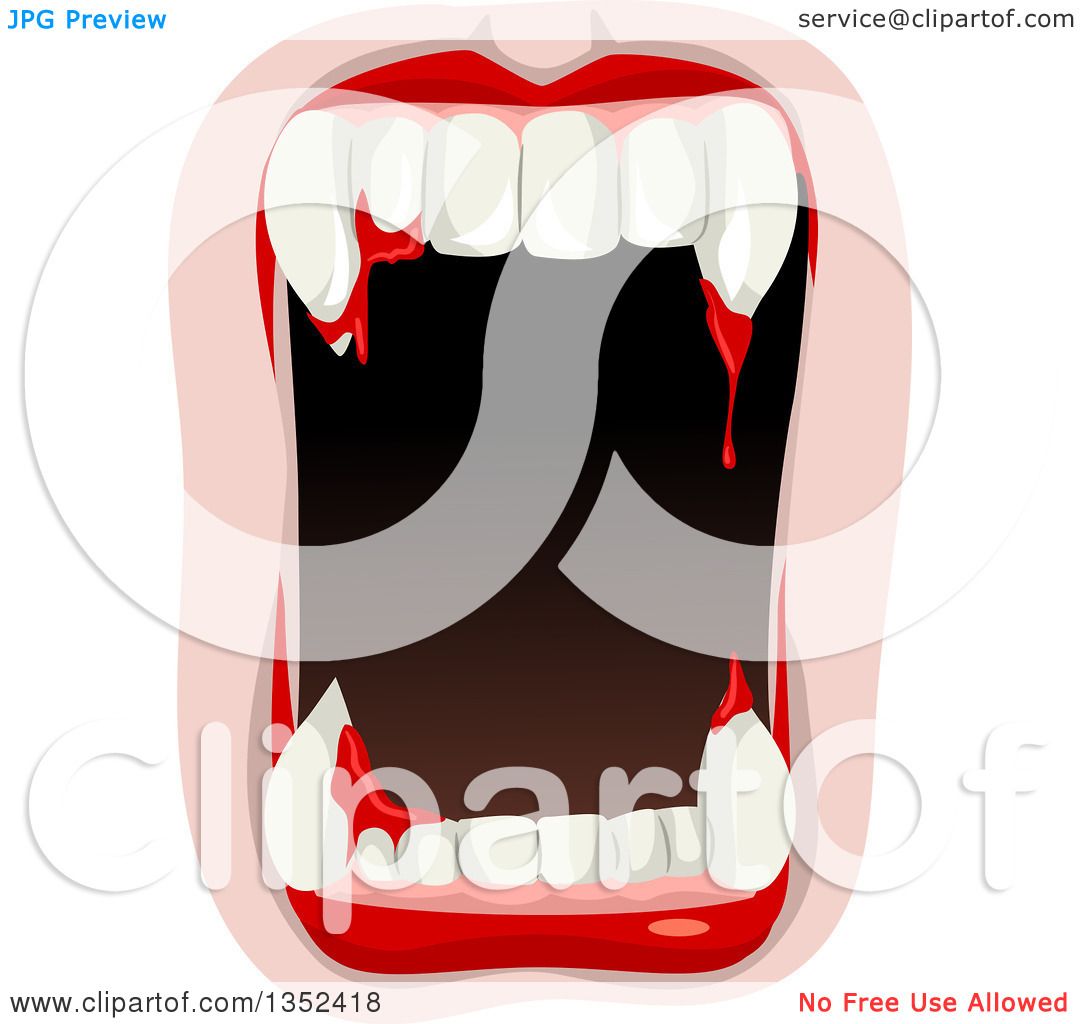 Clipart of a Vampire Mouth with Blood Dripping from the Fangs - Royalty ...