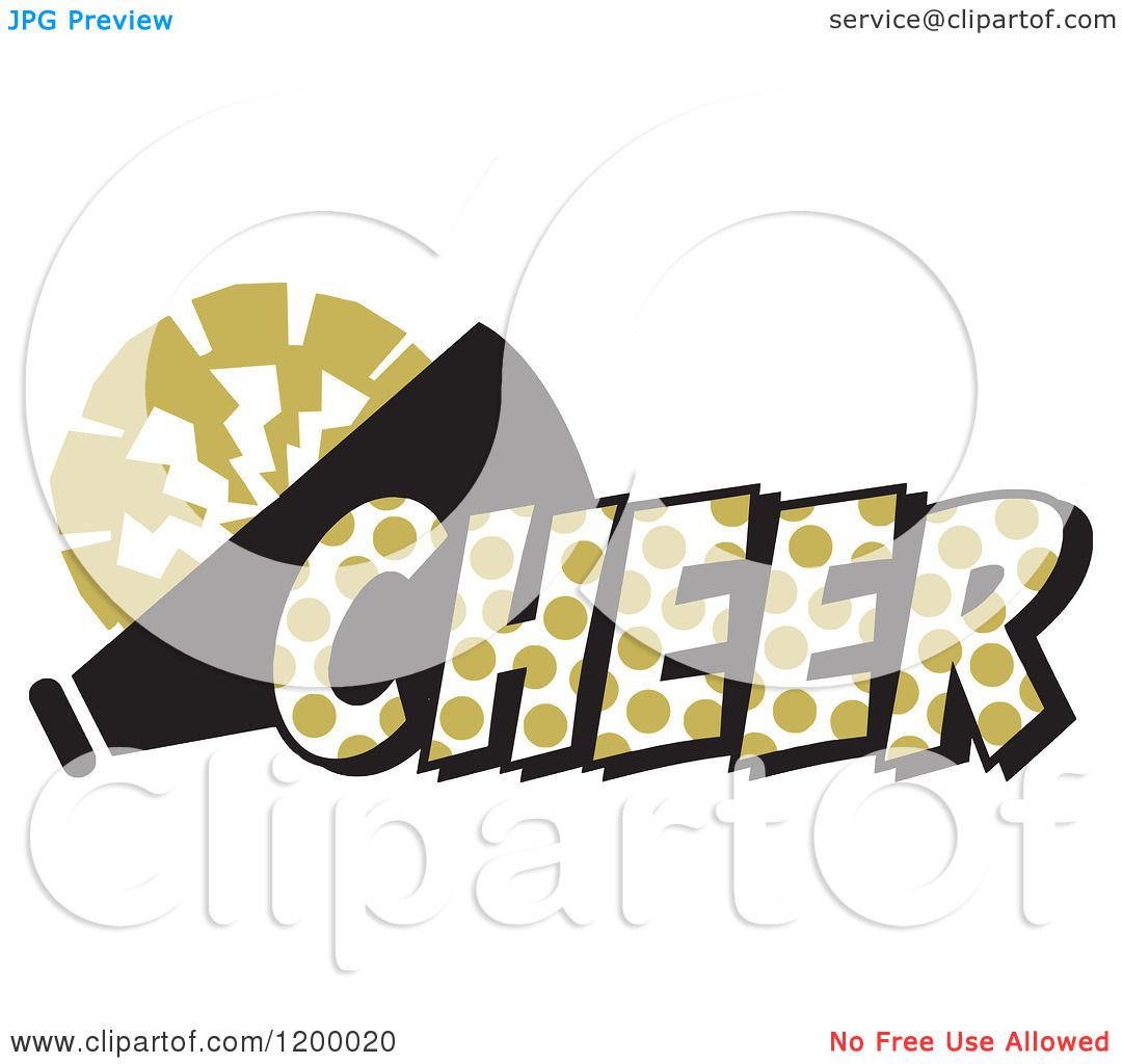 Clipart Of A Vegas Gold Polka Dot Cheer With A Bullhorn And Pom Pom Royalty Free Vector Illustration By Johnny Sajem 100