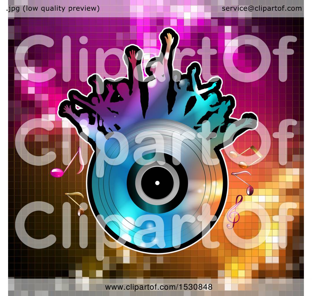 Clipart of a Vinyl Record Lp Album with Silhouetted Party People over ...