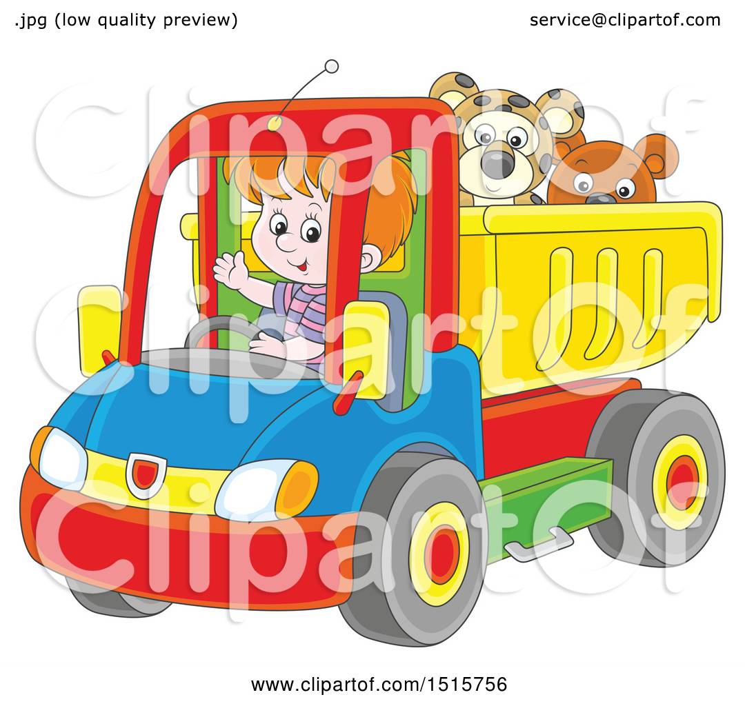 Boy playing with his truck toy Royalty Free Vector Image