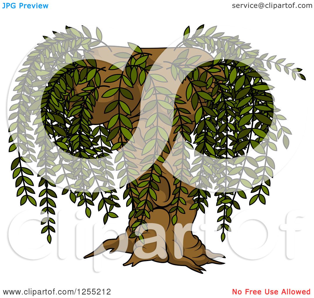 Clipart of a Mature Tree and Grass - Royalty Free Vector 