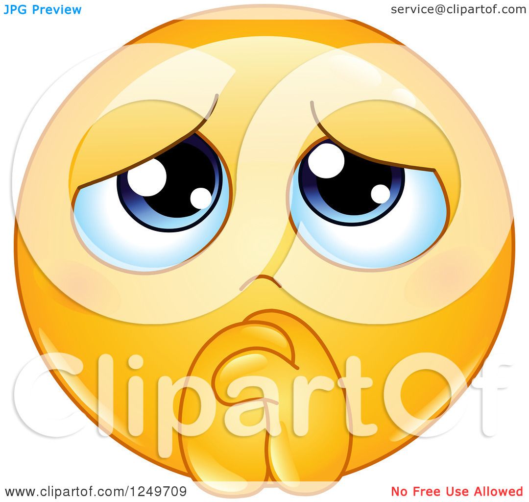 Clipart Of A Yellow Emoticon Smiley Begging And Pleading Royalty Free Vector Illustration By