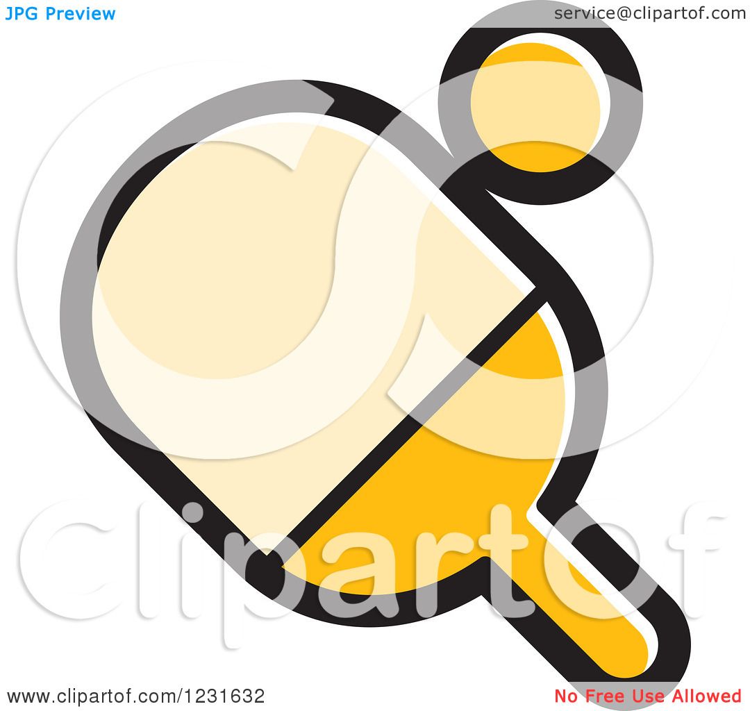 Clipart of a Yellow Table Tennis Paddle and Ball Icon - Royalty Free