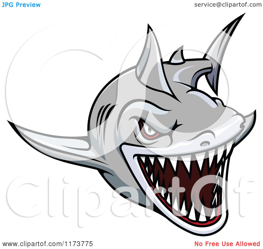 Download Clipart of an Aggressive Swimming Gray Shark 2 - Royalty ...