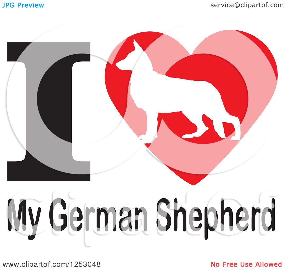 Clipart of an I Heart My German Shepherd Dog Design - Royalty Free ...