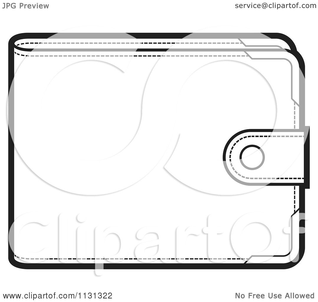 Clipart Of An Outlined Wallet - Royalty Free Vector Illustration by Lal Perera #1131322