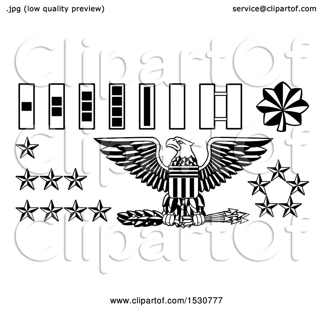 Clipart of Black and White American Military Army Officer Rank Insignia ...
