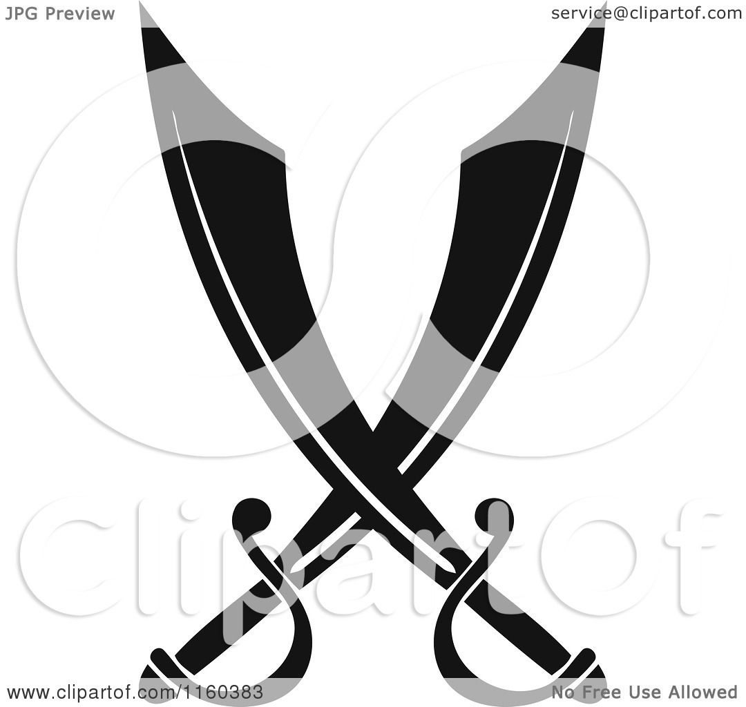 Clipart of a Black and White Crossed Swords Version 36 - Royalty Free  Vector Illustration by Vector Tradition SM #1312042
