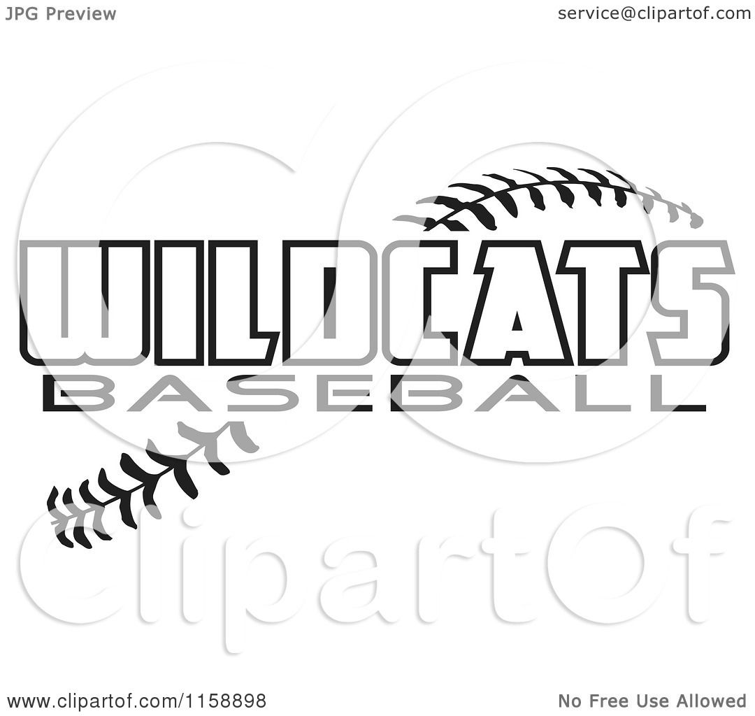Clipart of Black and White Wildcats Baseball Text over ...