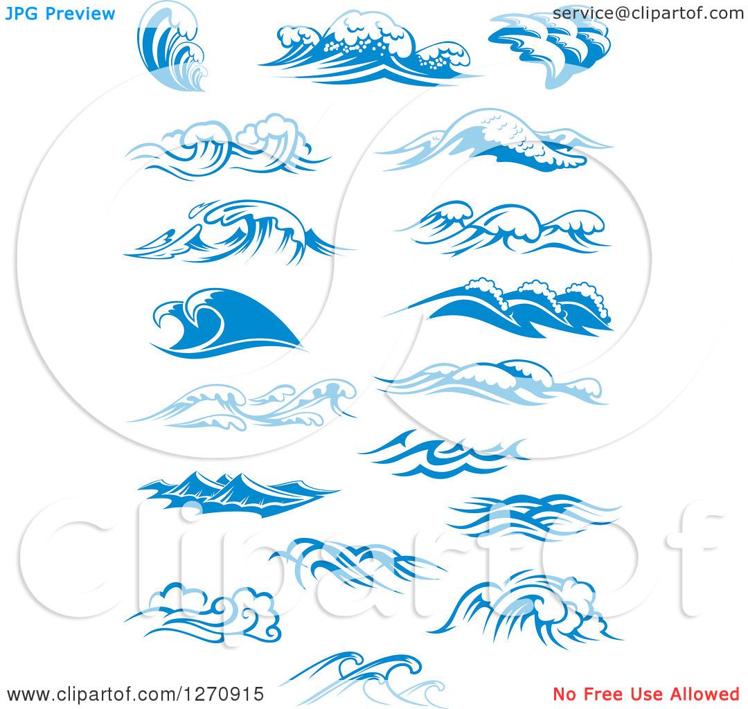 Download Clipart of Blue Ocean Surf Wave Designs 2 - Royalty Free ...