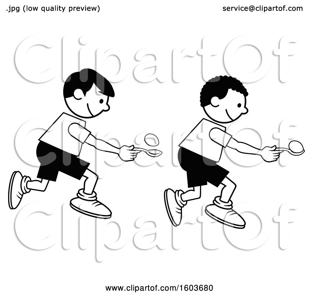 Clipart of Boys During a Field Day Egg and Spoon Race - Royalty Free Vector  Illustration by Johnny Sajem #1603680