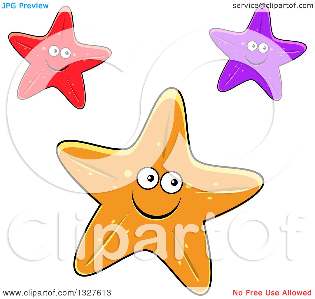 Clipart of Cartoon Red, Purple and Orange Starfish Characters - Royalty  Free Vector Illustration by Vector Tradition SM #1327613