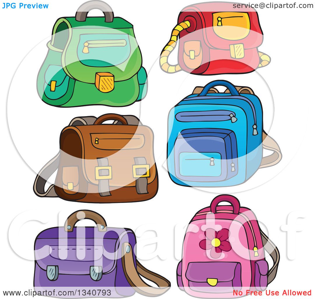 Royalty Free Clip Art of School Bags by visekart