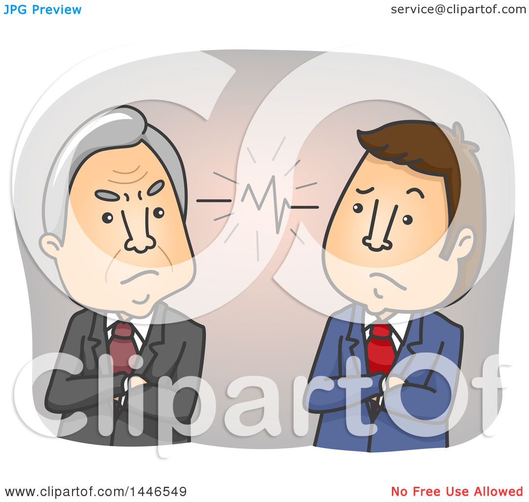 Clipart of Cartoon Senior and Middle Aged Business Men in a Conflict Due to  a Generation Gap - Royalty Free Vector Illustration by BNP Design Studio  #1446549