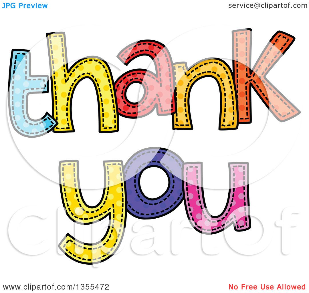 Clipart of Cartoon Stitched Words Thank You - Royalty Free Vector ...