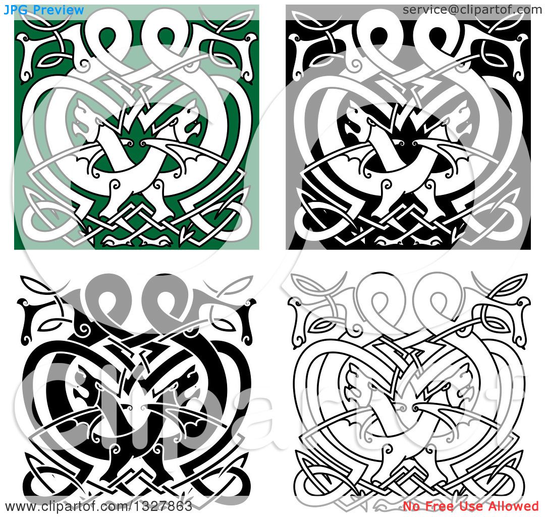 Clipart of Celtic Knot Dragons 3 - Royalty Free Vector Illustration by ...