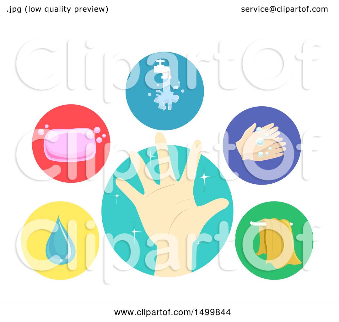 Clipart of Clean Hand, Water, Soap, Faucet, Hand Washing and Towel ...