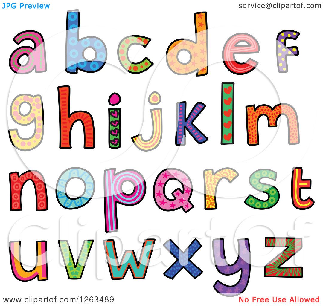 Clipart of Colorful Patterned Alphabet Letters - Royalty Free Vector ...