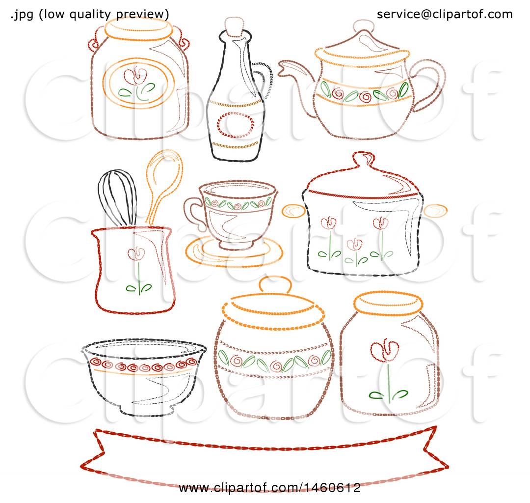 Clipart of Embroidered Country Style Kitchen Elements with ...