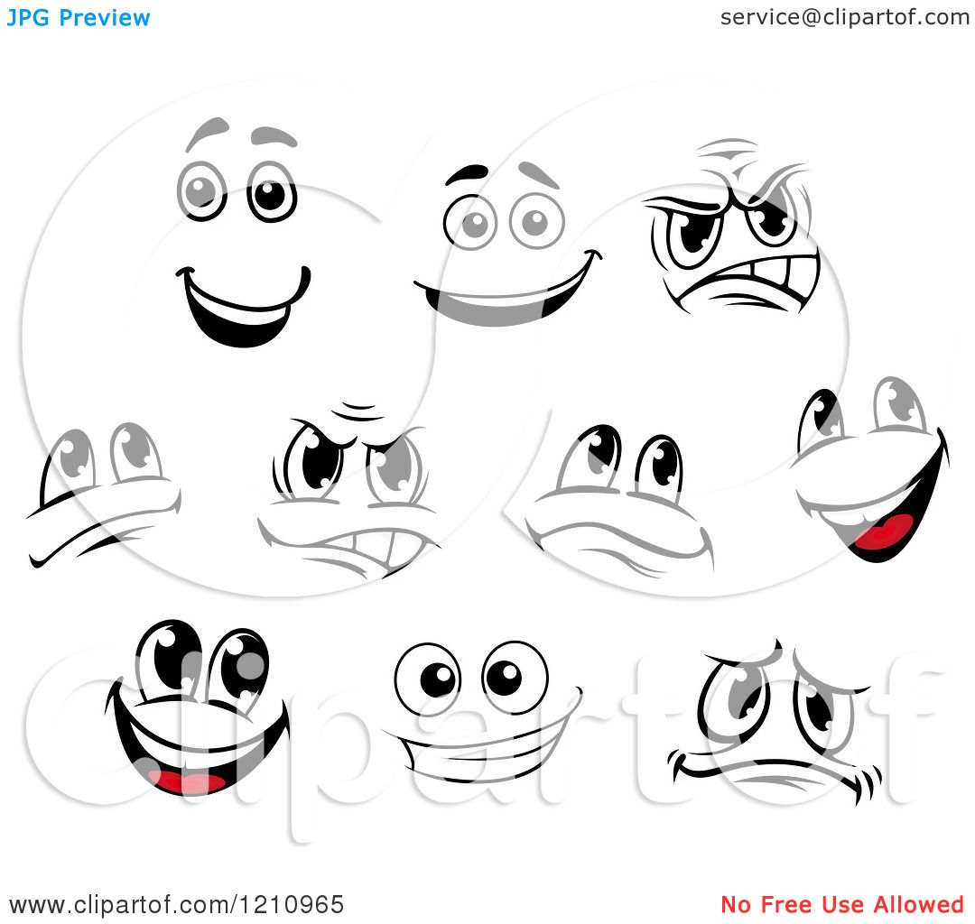 Clipart of Expressive Faces 3 - Royalty Free Vector Illustration by