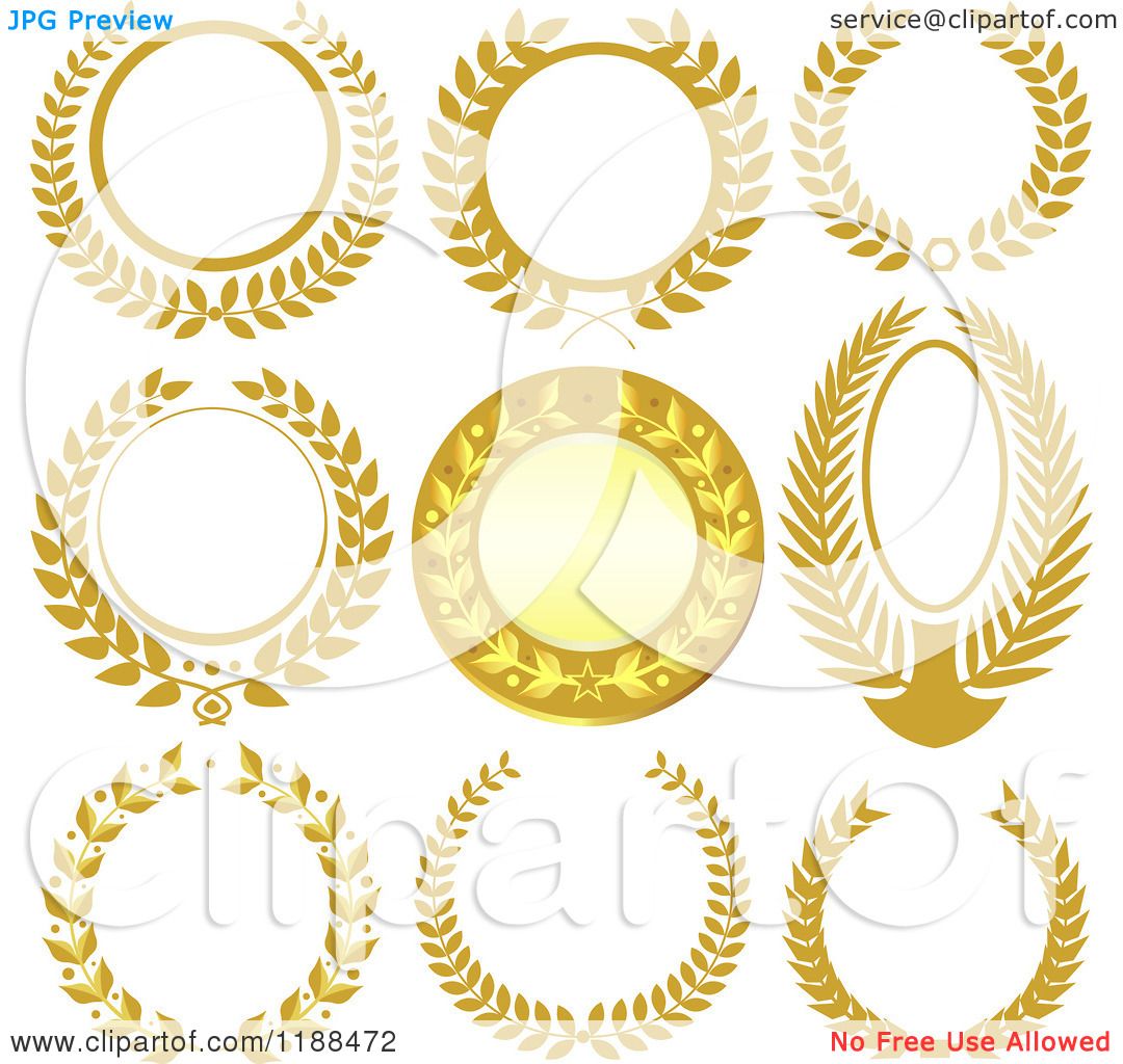 Clipart of Golden Laurel Wreaths - Royalty Free Vector Illustration by ...