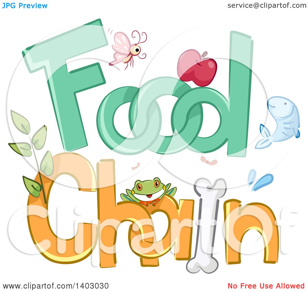 Clipart Of Insects Plants Fruit And Animals In The Words FOOD CHAIN Royalty Free Vector Illustration 10241403030