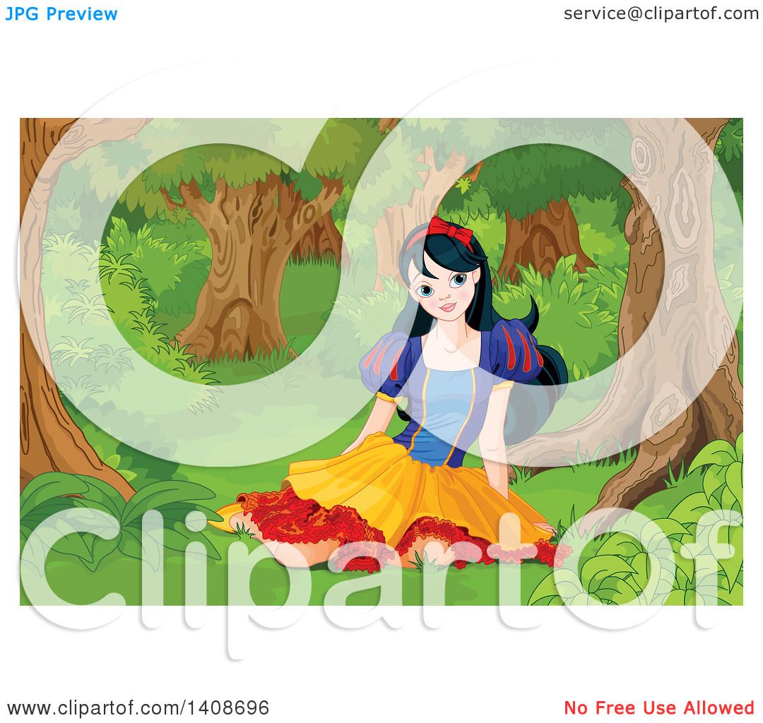 Download Clipart of Princess Snow White Sitting on the Ground in a ...