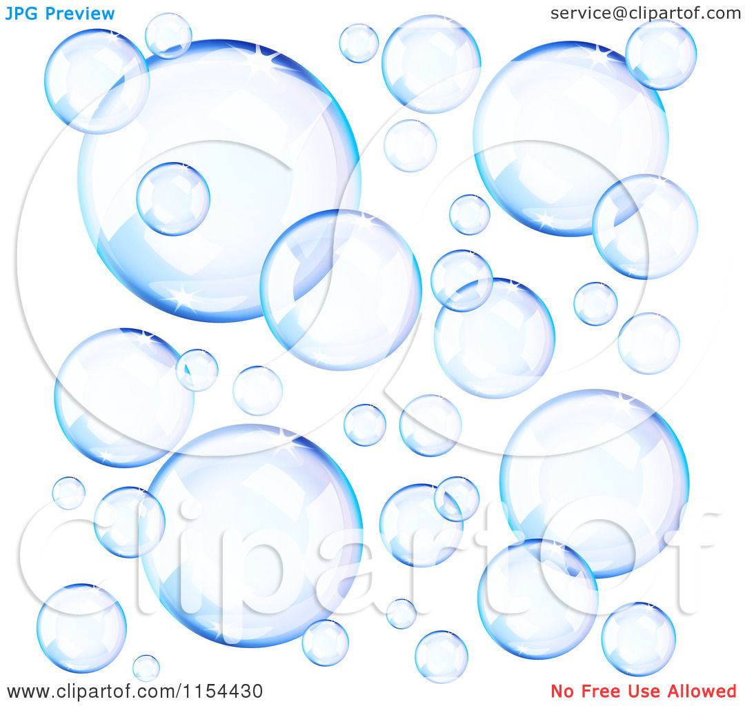 Clipart Of Reflective Blue Soap Bubbles - Royalty Free Vector