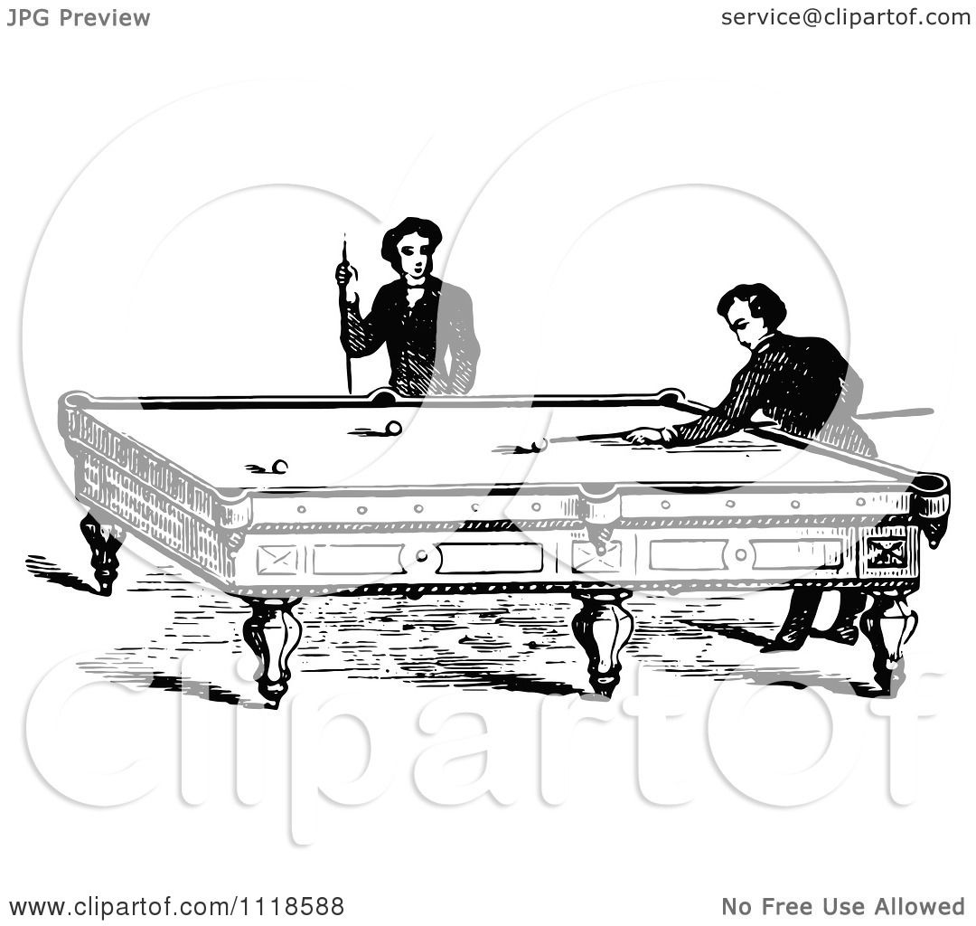 Clipart Of Retro Vintage Black And White Men Playing A