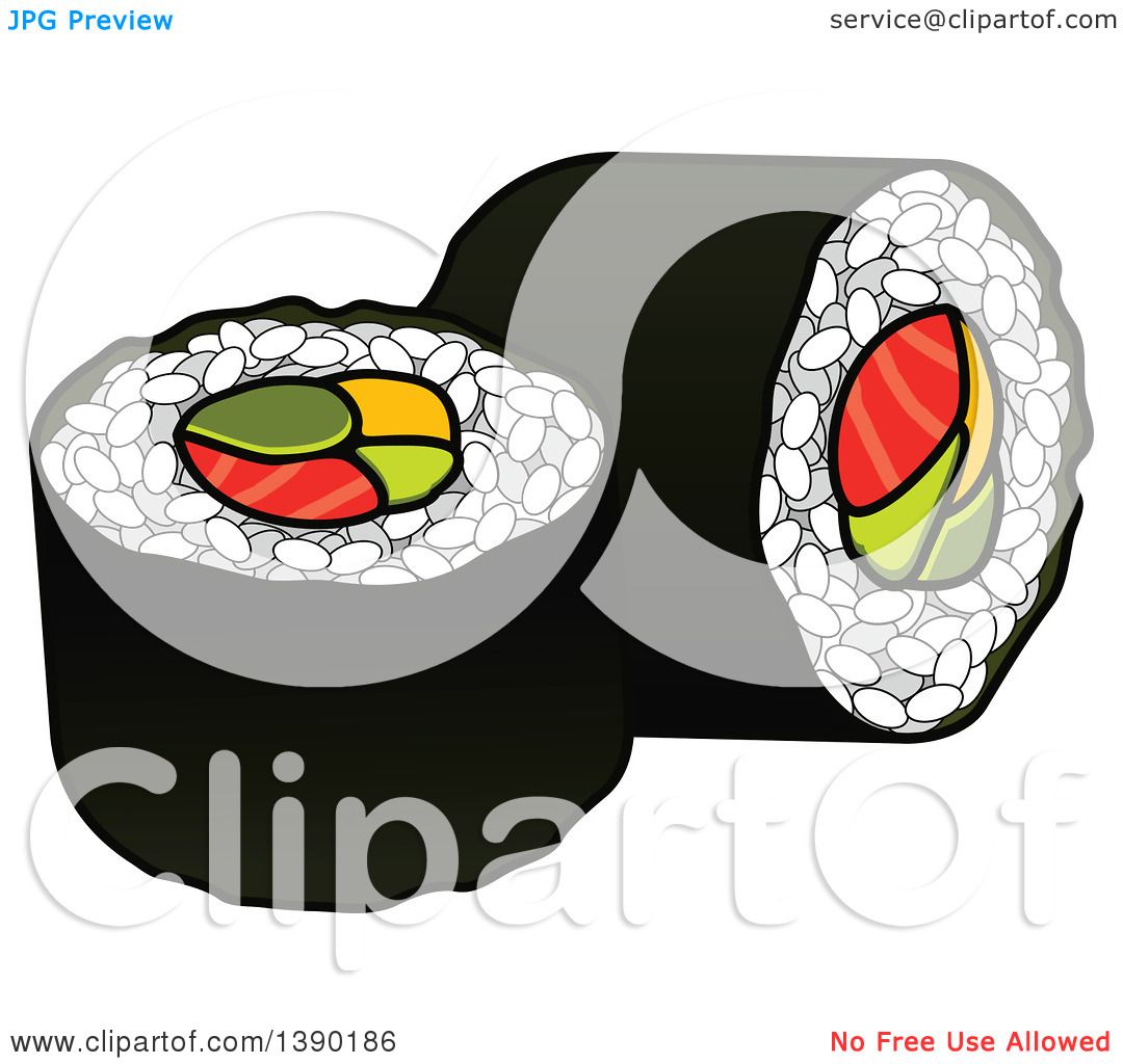Clipart of Sushi Rolls - Royalty Free Vector Illustration by Vector