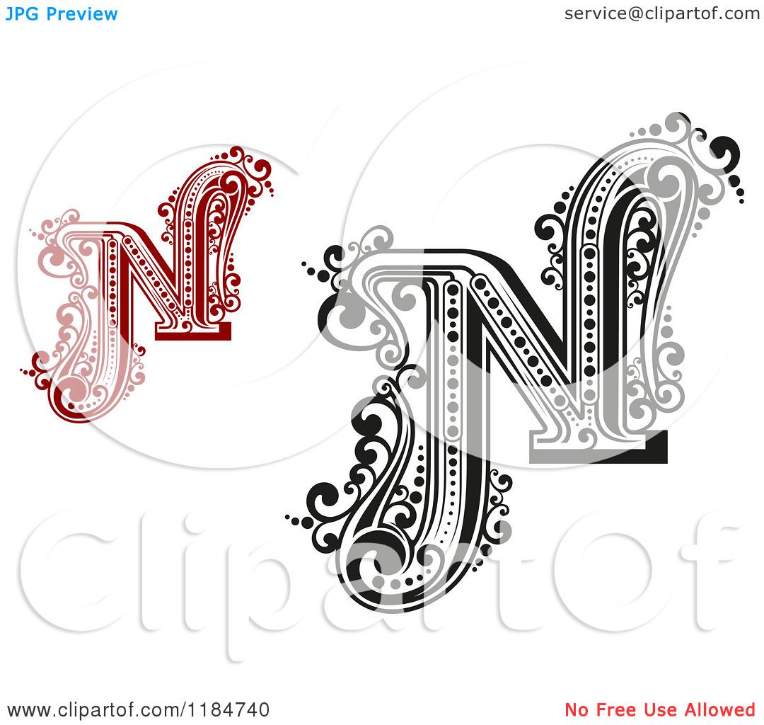 decorative letter n clipart