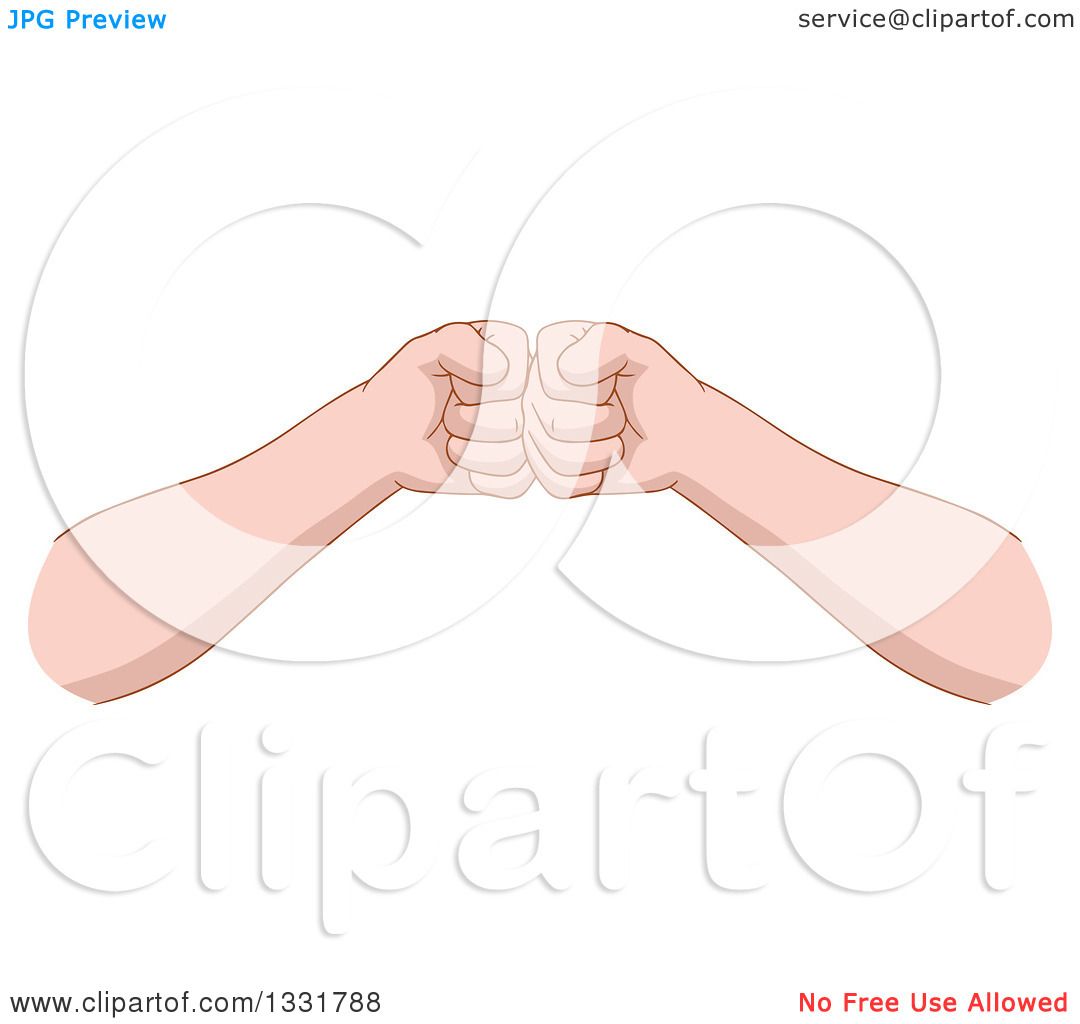 Clipart Of White Male Hands Doing A Fist Bump 2 Royalty Free Vector