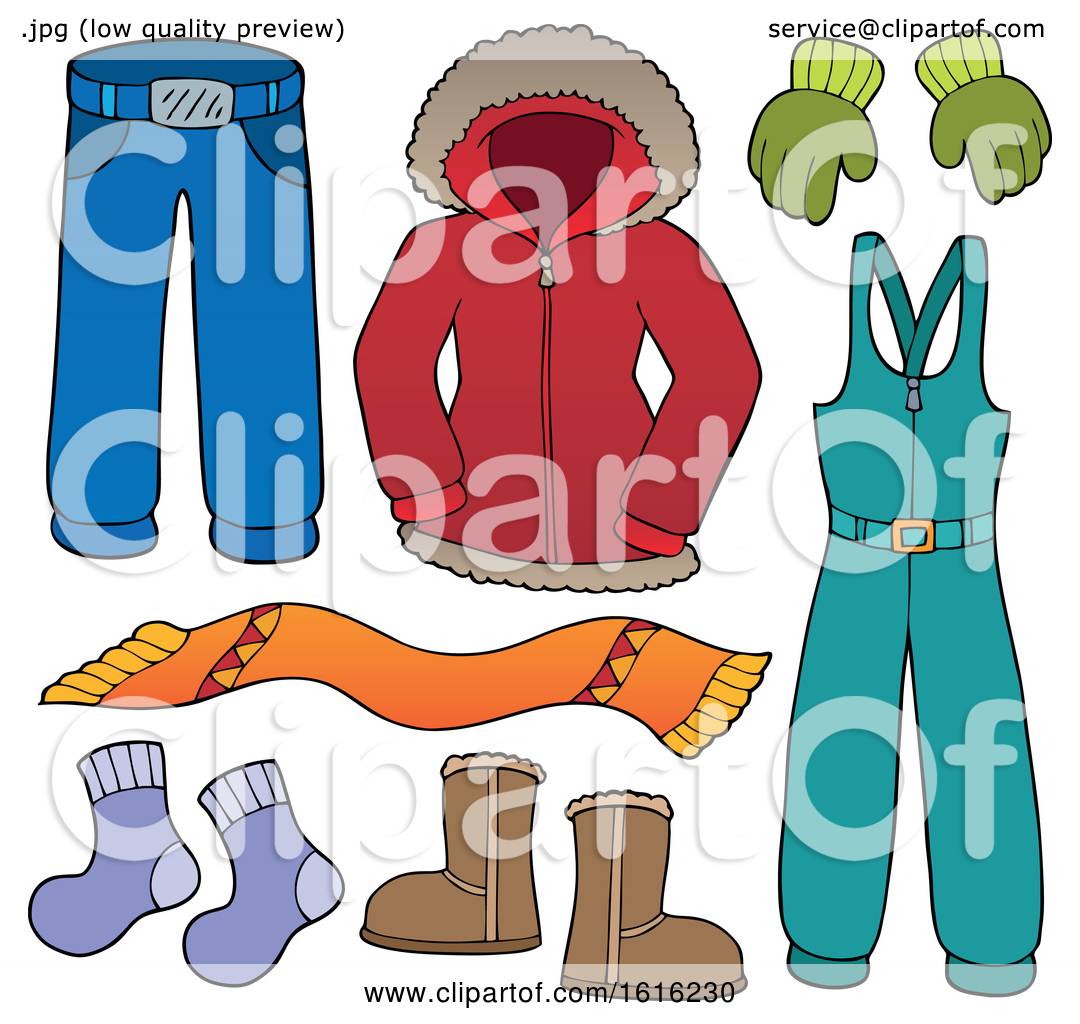 Clipart of Winter Clothes and Accessories - Royalty Free Vector ...