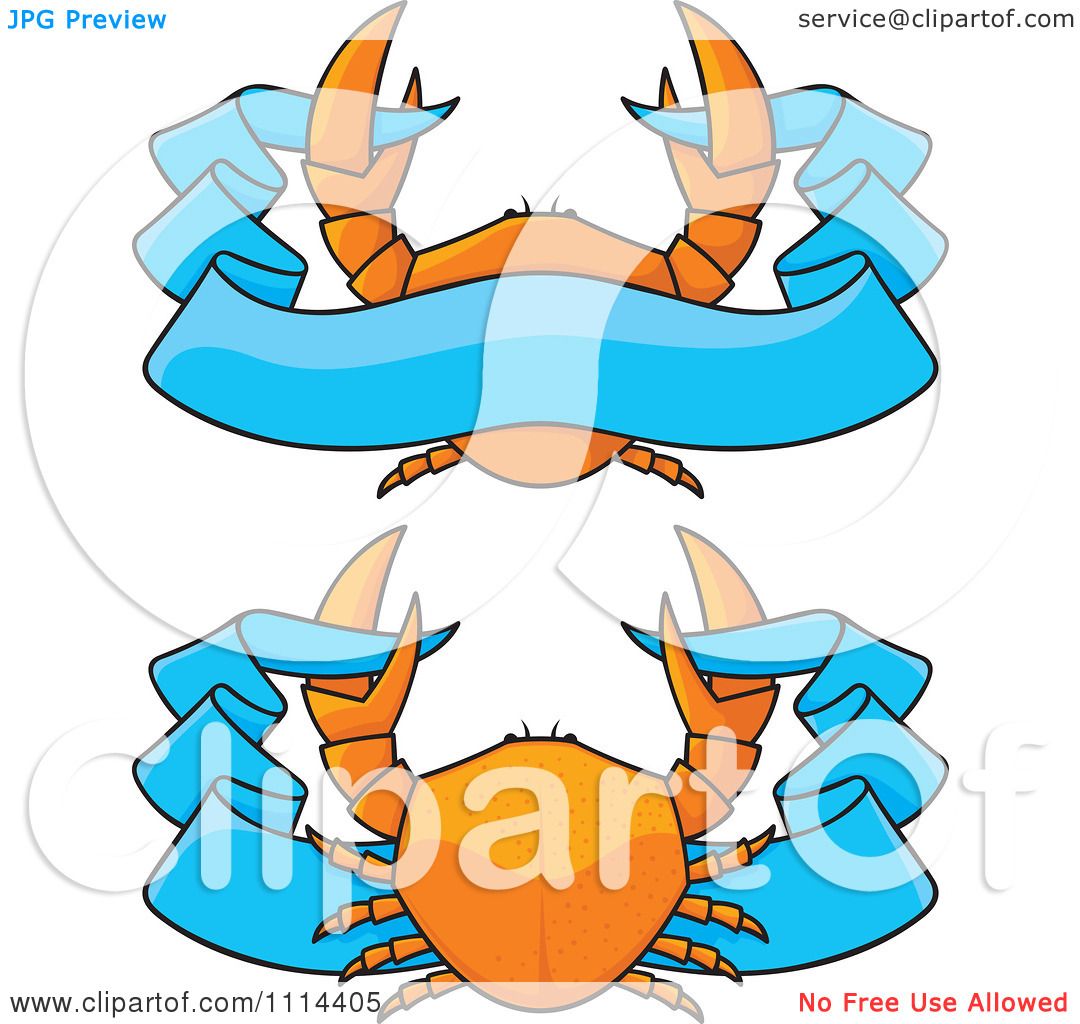 Clipart Orange Crabs And Blue Ribbon Banners - Royalty ...