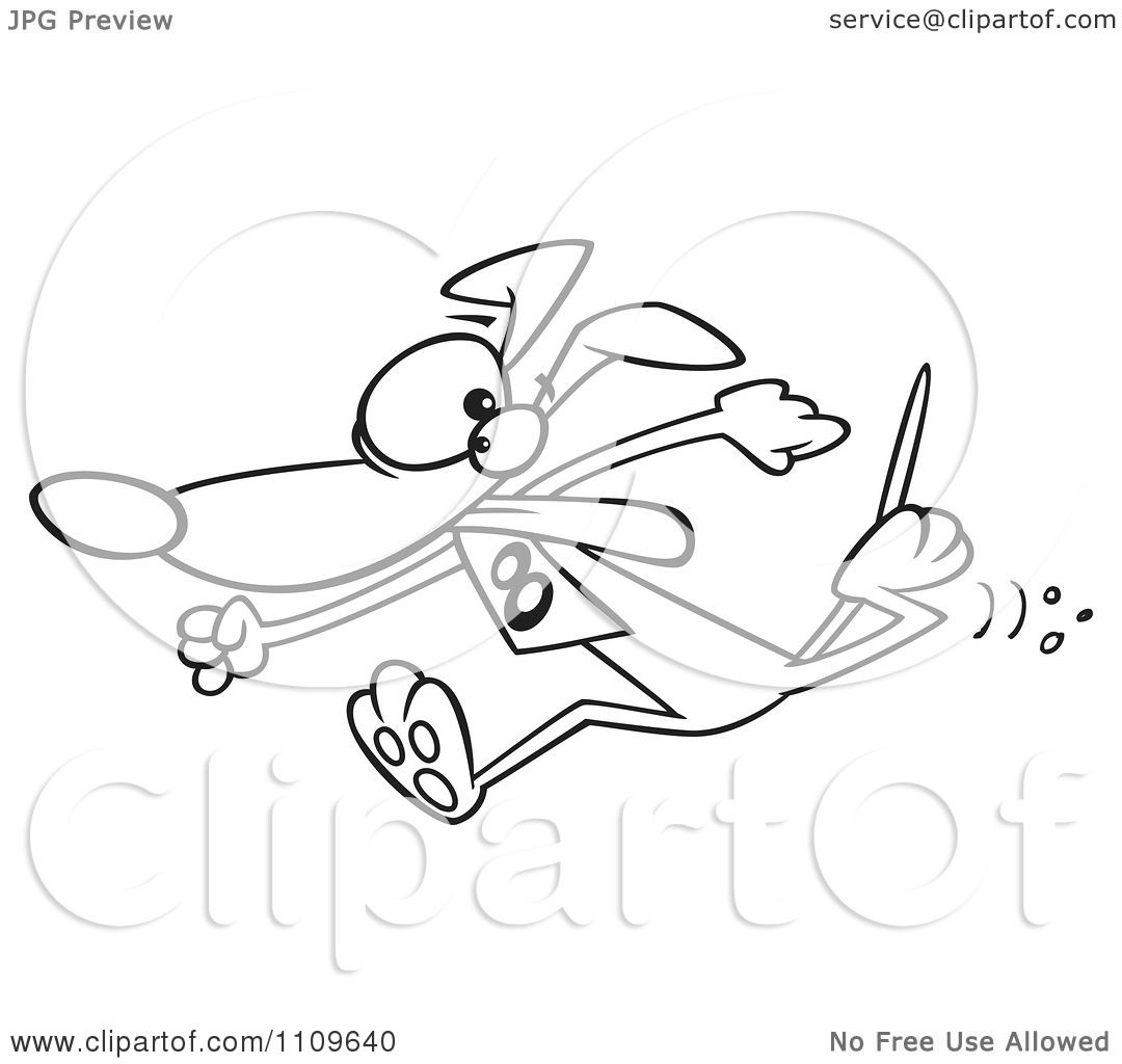 Clipart Outlined Greyhound Dog Racing At The Track - Royalty Free ...