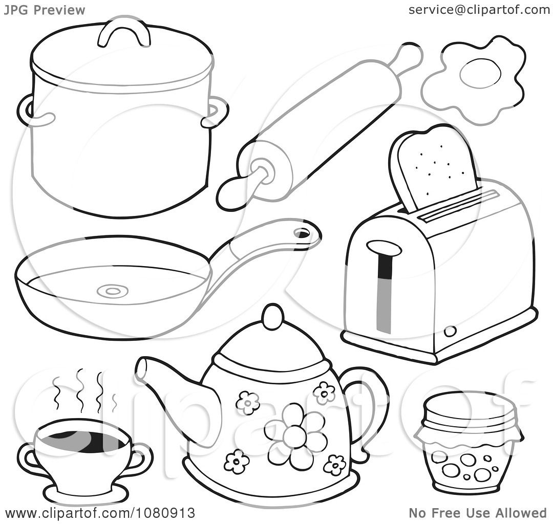Drawn picture with kitchen stuff Royalty Free Vector Image