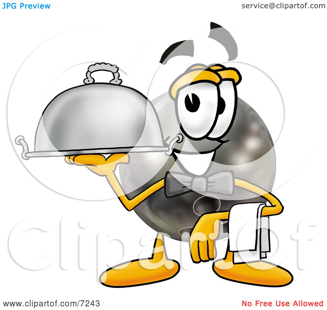 Clipart Picture of a Bowling Ball Mascot Cartoon Character Dressed as a