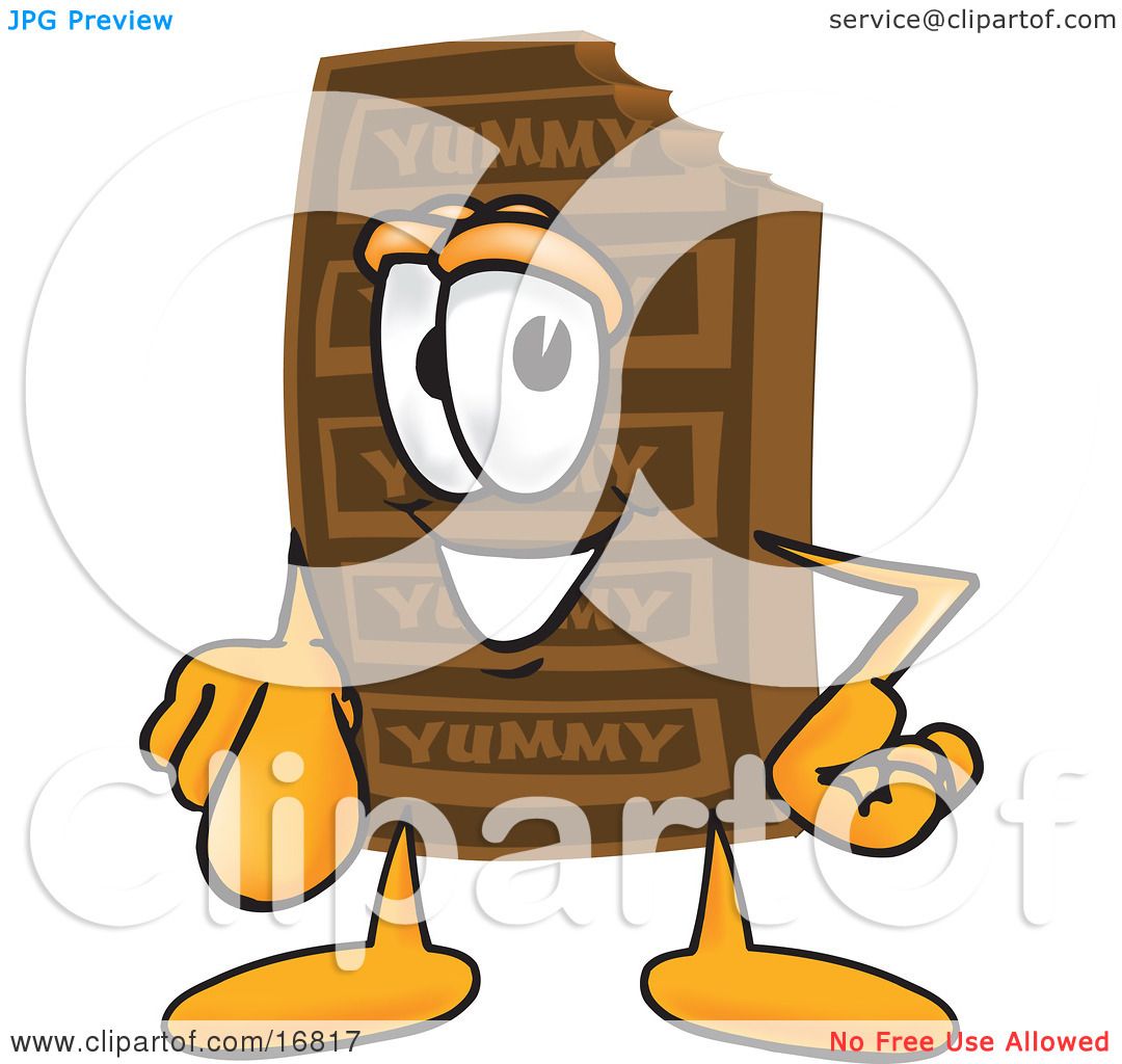 Clipart Picture of a Chocolate Candy Bar Mascot Cartoon Character ...